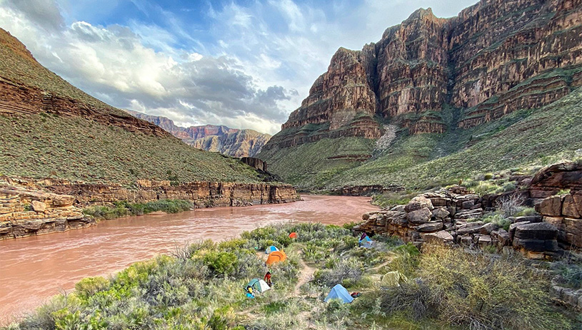 Camping along the Colorado River in the Grand Canyon