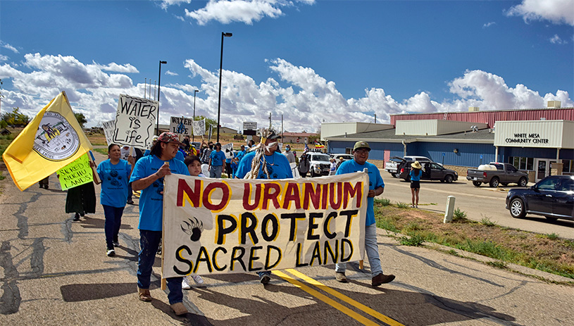 The Ute Mountain Ute community of White Mesa protests the mill.
