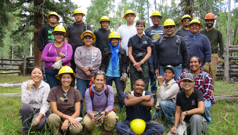 The crew, with Kaibab National Forest Supervisor Heather Provencio, standing, sixth from left.