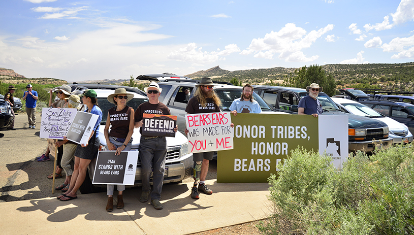 Bears Ears supporters waiting for Zinke. Photo by Tim Peterson