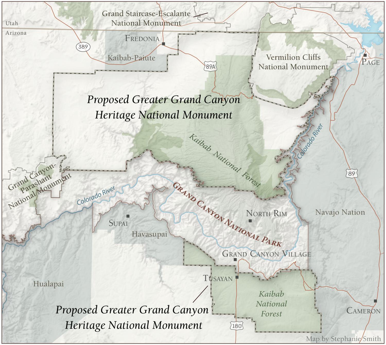 Map of the Proposed Greater Grand Canyon Heritage National Monument