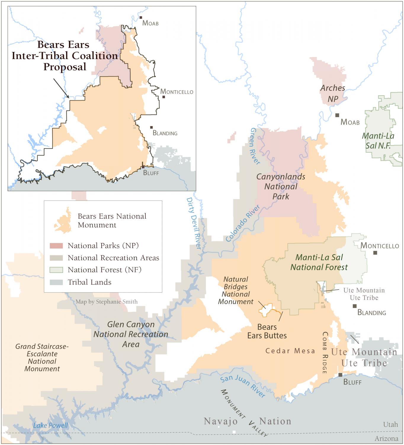 Boundary Comparison Map of Bears Ears National Monument