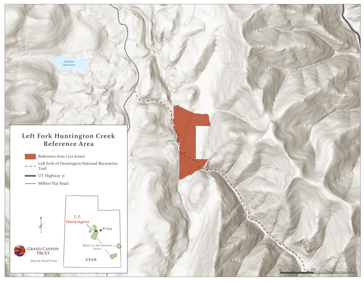 Left Fort of Huntington Creek RNA. Map by David Vines