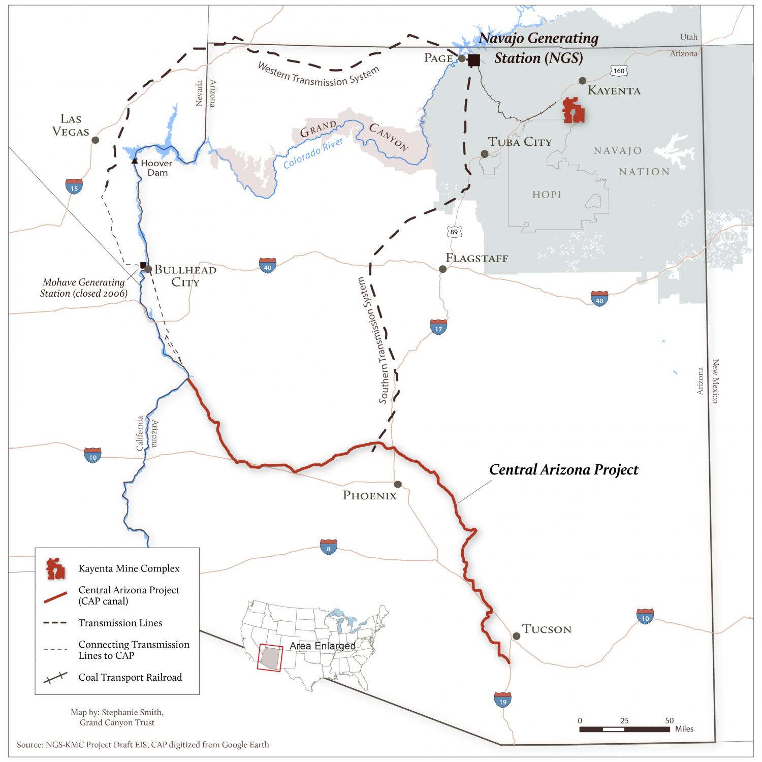 Map of the Central Arizona Project Canal