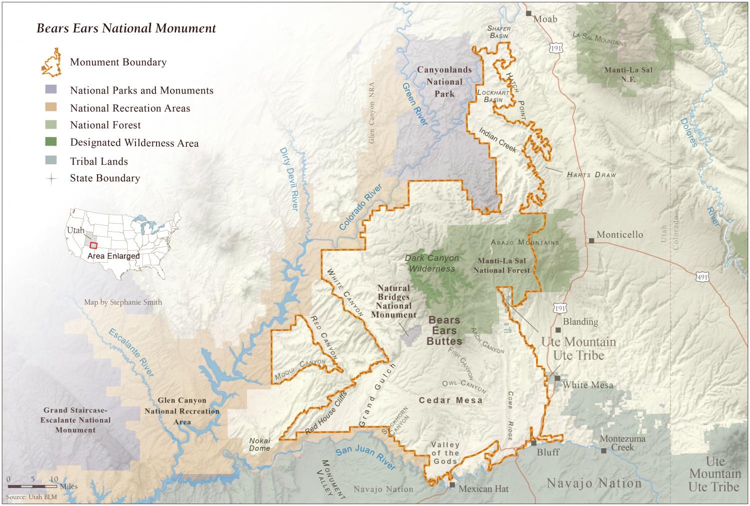 Map of the Bears Ears National Monument