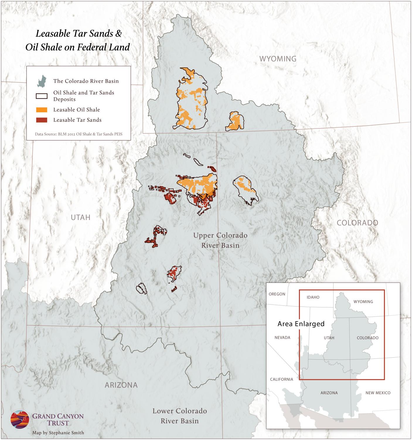 Leasable Tar Sands and Oil Shale Colorado River Basin map