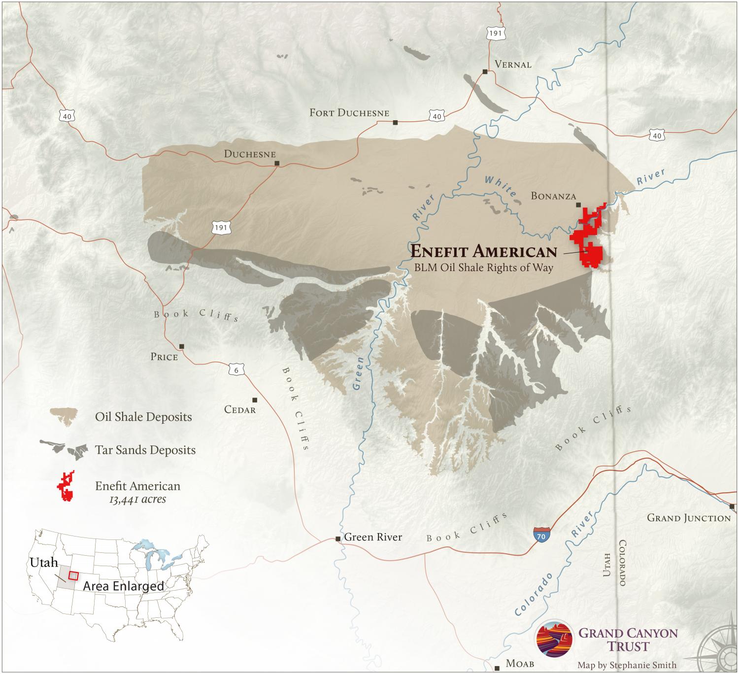 Map of Enefit America Oil Shale Rights of Way