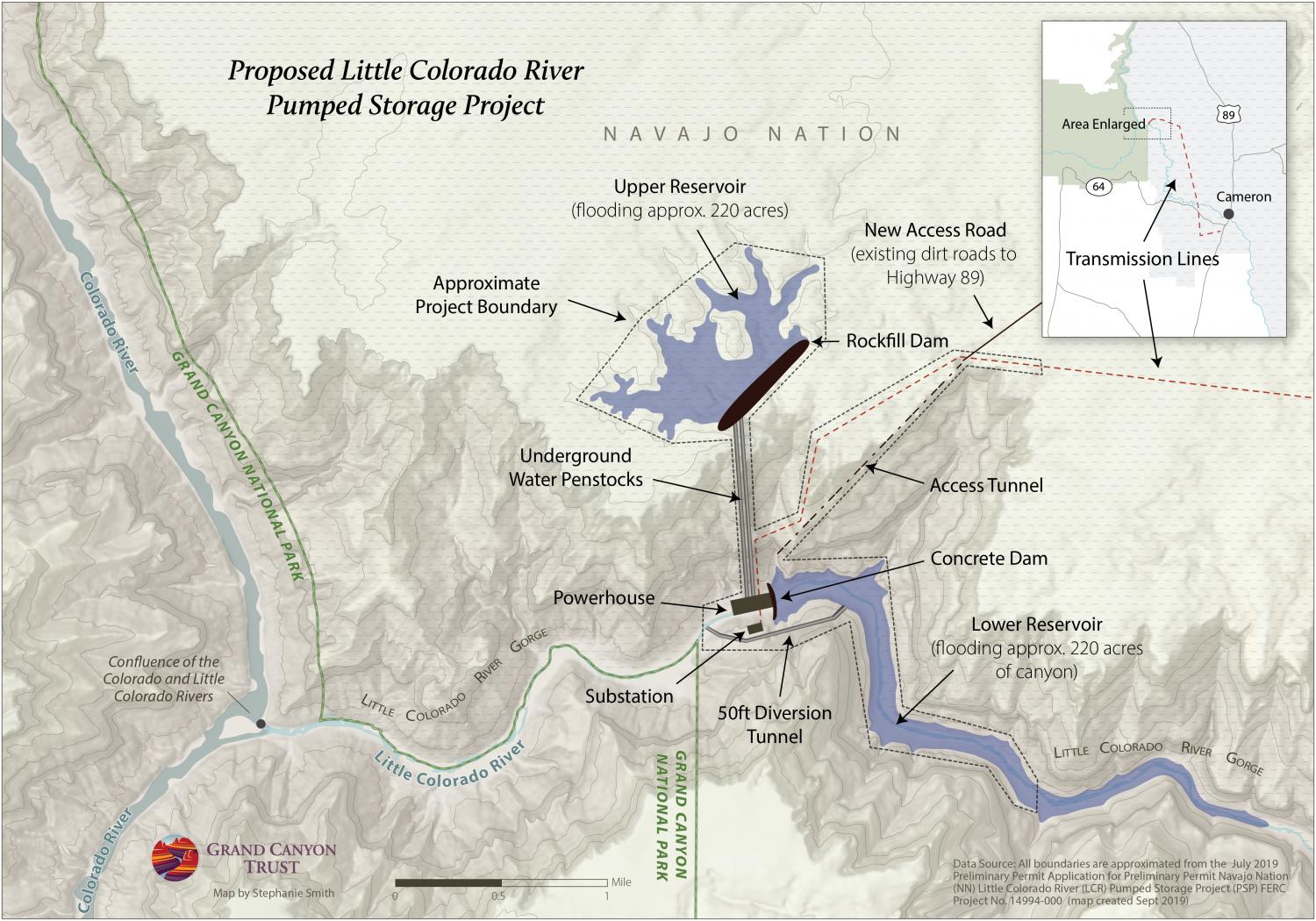 Map of the proposed Little Colorado pumped storage project.
