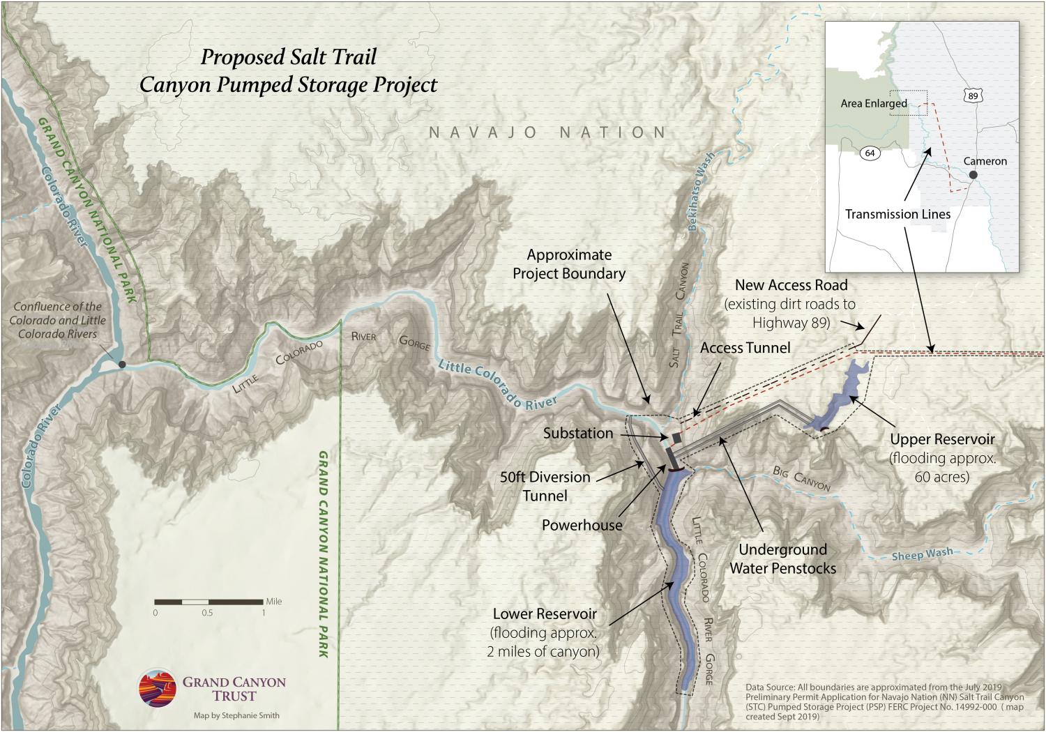 A detailed map of the proposed dams. Credit: Stephanie Smith
