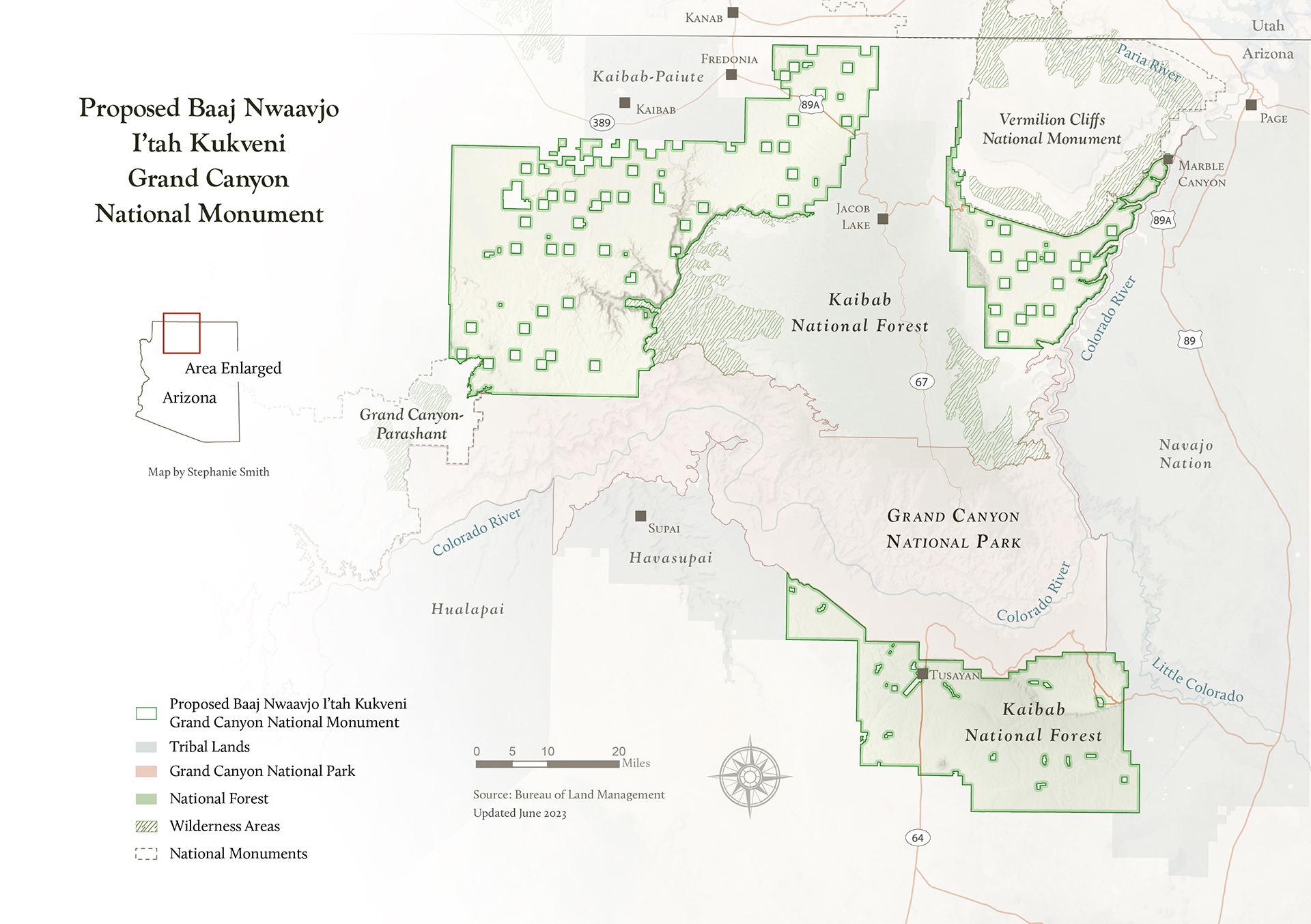 Map of the proposed Baaj Nwaavjo I'tah Kukveni Grand Canyon National Monument