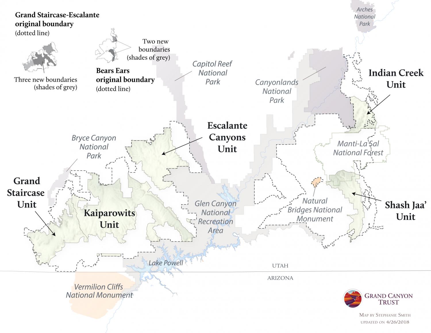 Changes to Grand Staircase-Escalante and Bears Ears National Monument map
