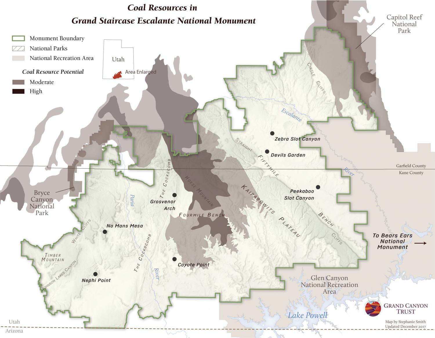 Map of coal resources in Grand Staircase-Escalante National Monument