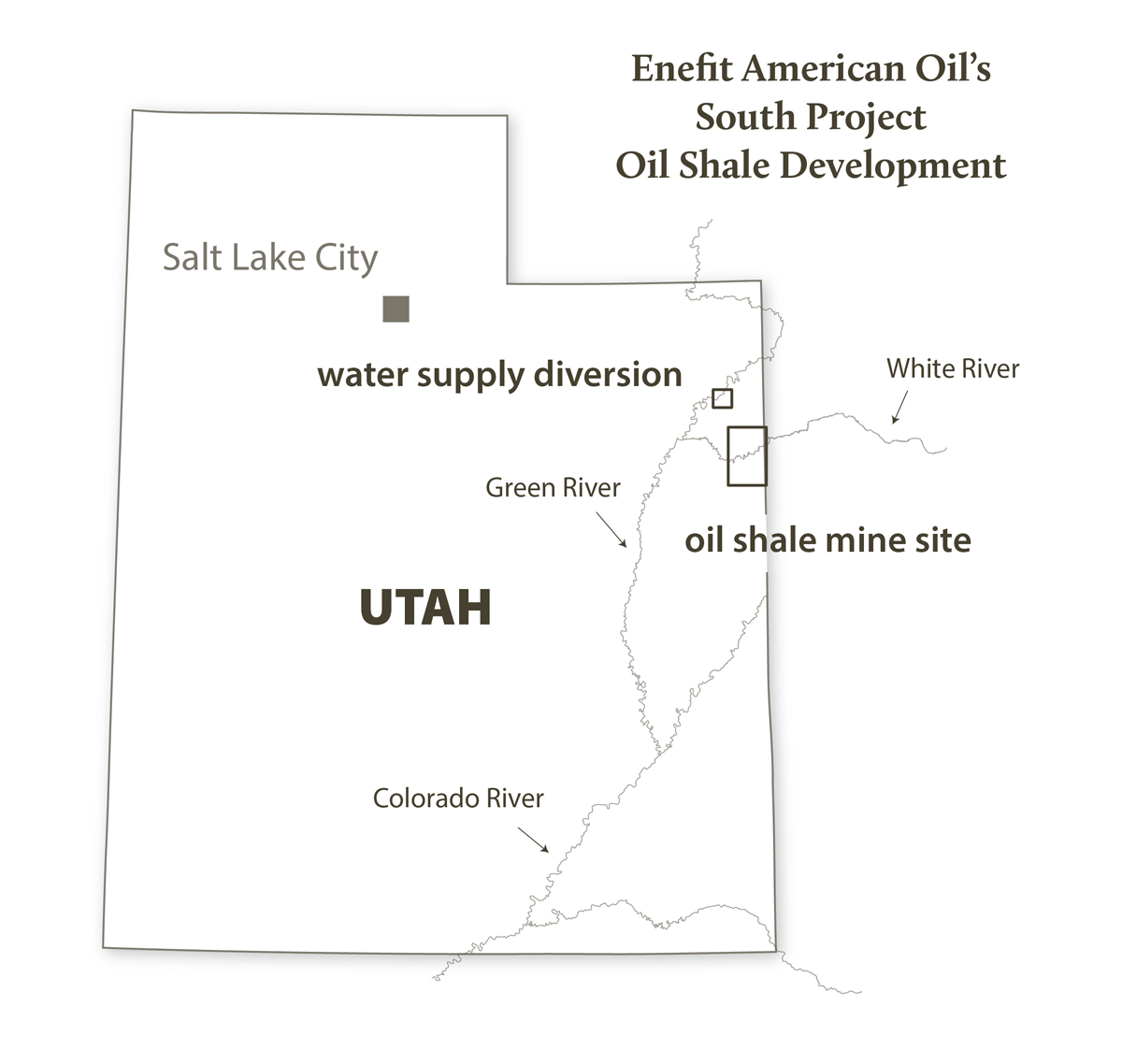 Map of Enefit oil shale project, Utah. Credit: Stephanie Smith, Grand Canyon Trust