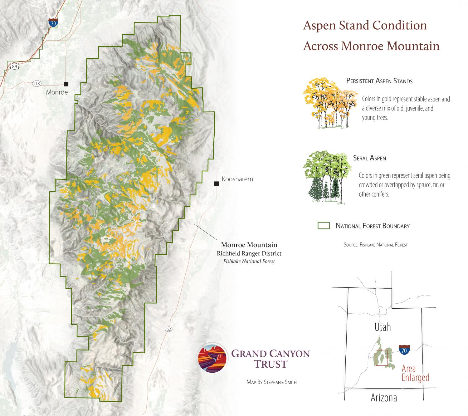 Map of Monroe Mountain aspen stand condition.