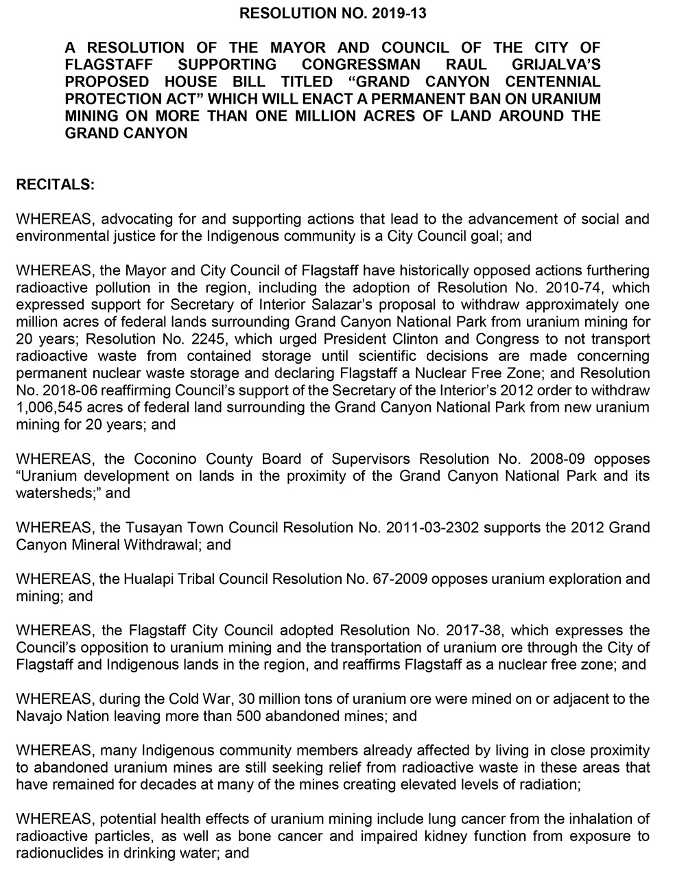 Flagstaff City Council Resolution