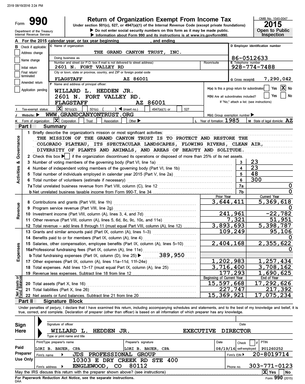 Download the 2015 Form 990