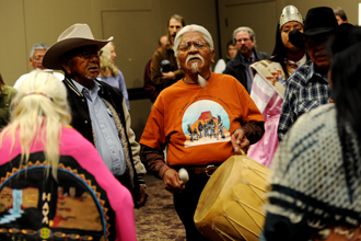 Havasupai demonstrate against uranium mining in the Grand Canyon.