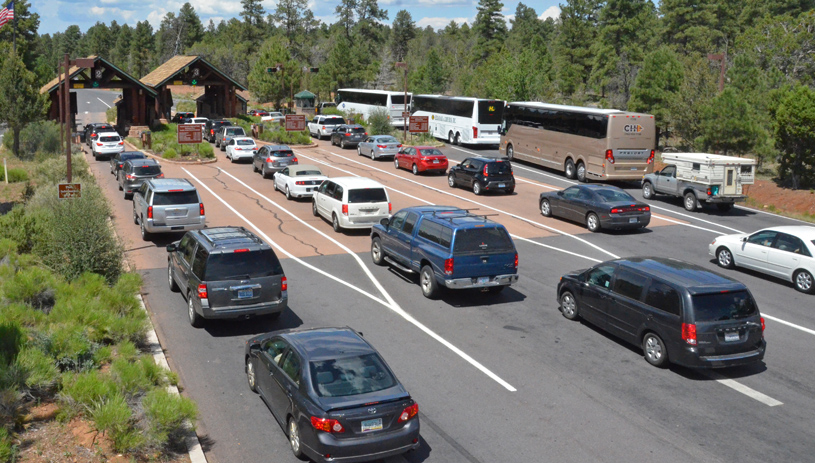 Traffic jam at the South Rim entrance station. NATIONAL PARK SERVICE