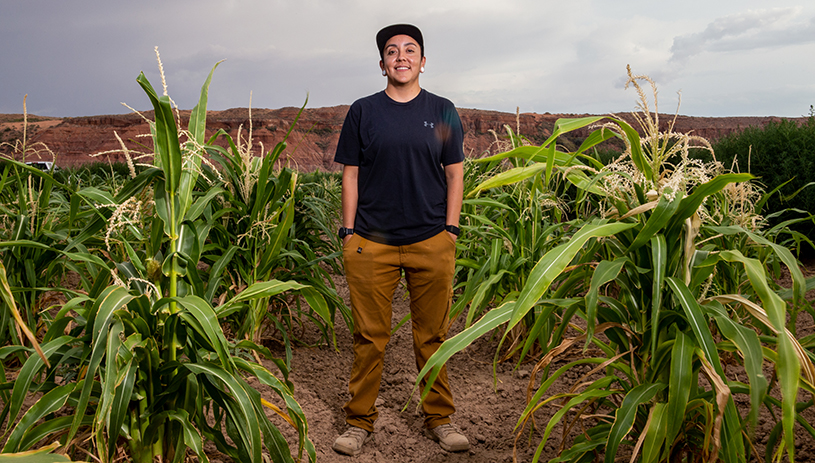 Alicia in the cornfield at Kerley Valley