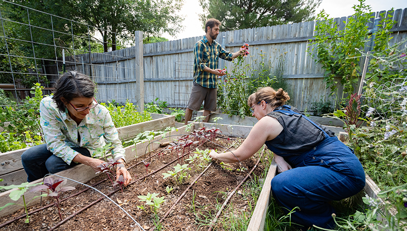 Kate gardens with her family