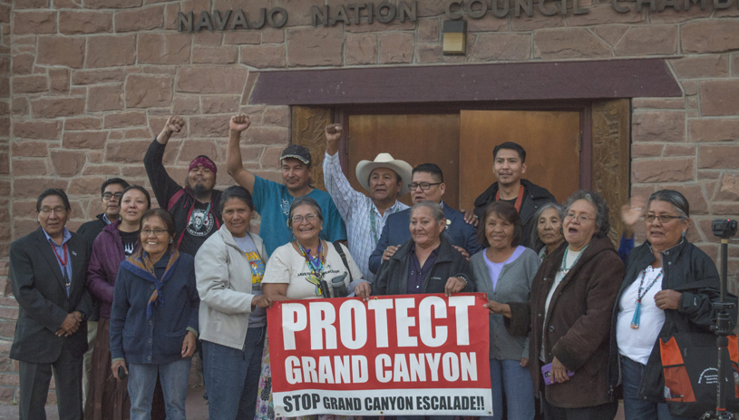 Save the Confluence families outside the Navajo Nation Council after the decisive vote.