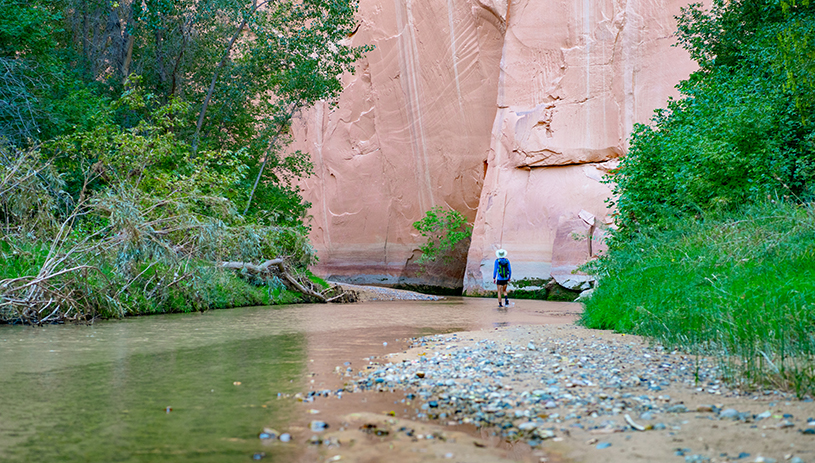 Walking along the Escalante River. Photo by Blake McCord.