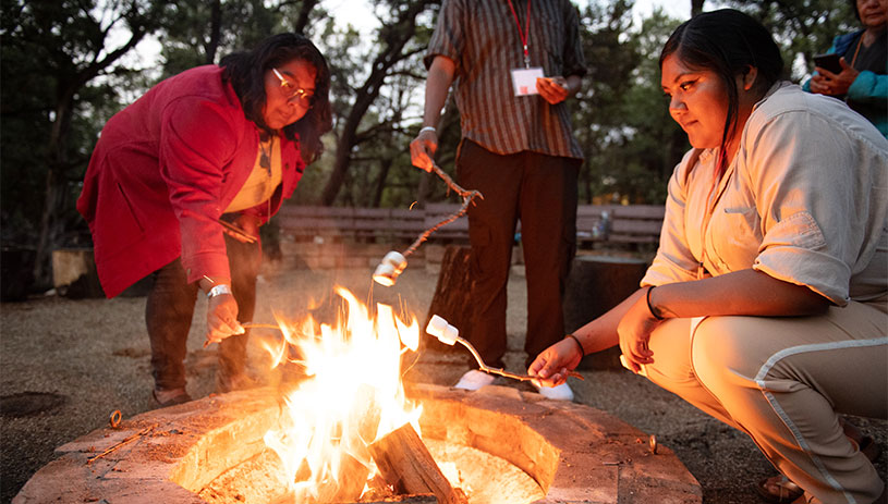 Roasting marshmallows at Emergence