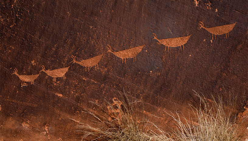 Petroglyphs on the canyon walls
