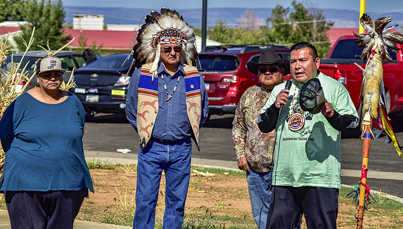 LEFT TO RIGHT: Yolanda Badback, Ute Mountain Ute Tribal Chairman Manuel Heart, Councilman Malcolm Lehi, and Councilman Conrad Jacket. TIM PETERSON