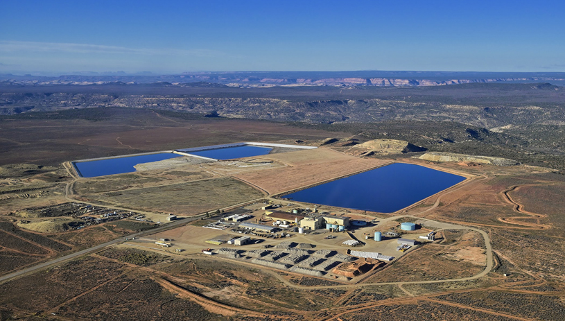 The White Mesa uranium mill on October 22, 2022. Photo by Tim Peterson, flown by Ecoflight