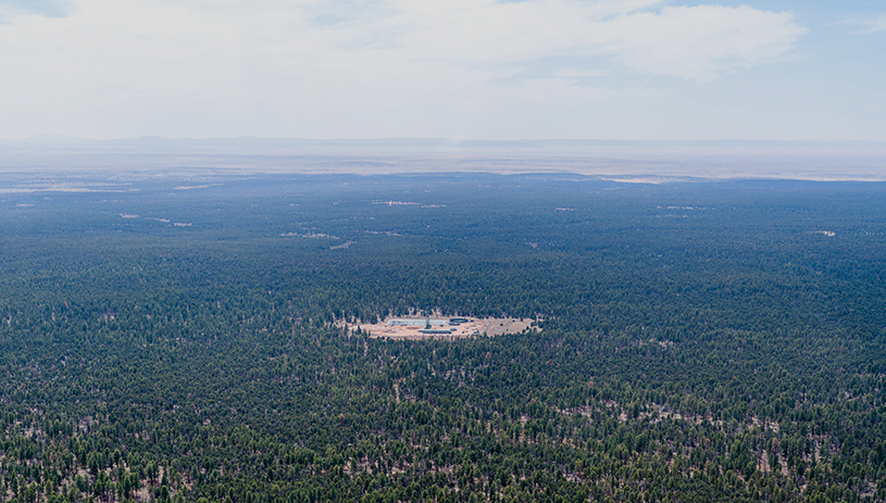 Canyon Mine (also known as Pinyon Plain Mine) with the Grand Canyon in the background. ECOFLIGHT