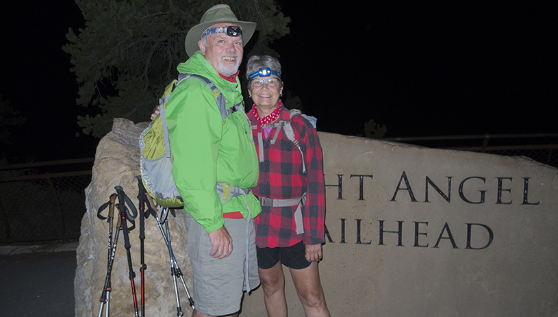Hiking the Bright Angel Trail at night