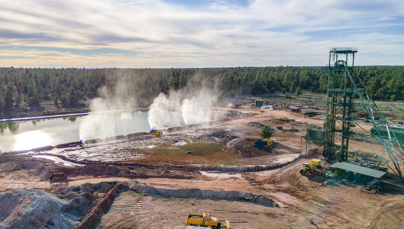 Canyon uranium mine mists radioactive water into the air.