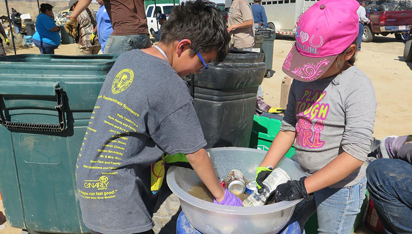 Children recycling at First Mesa