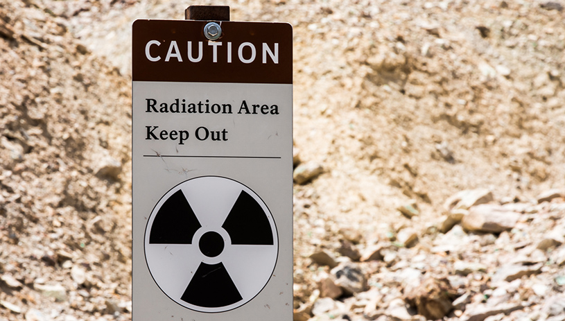 A sign warns of radiation near the Grand Canyon. ED MOSS