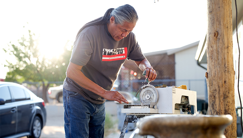 Jaymus Perry creates a custom designed motorcycle ornament