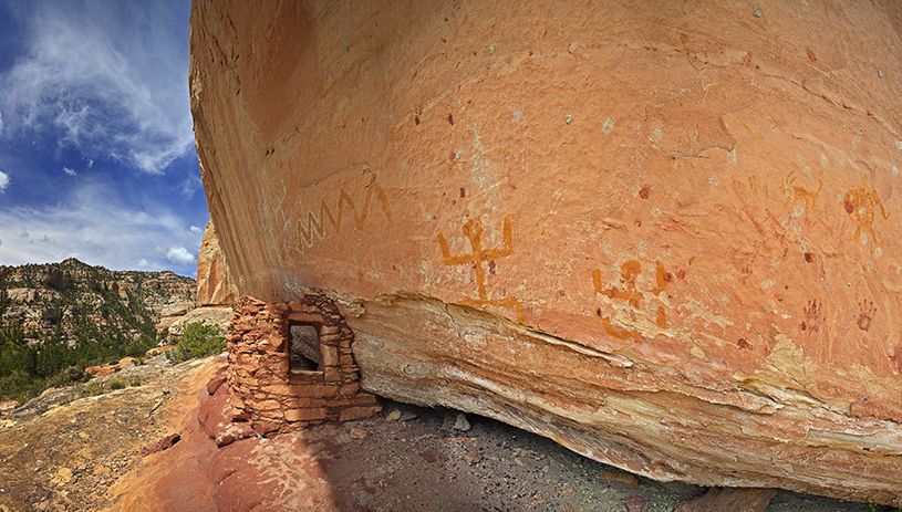 Pictographs near a granary