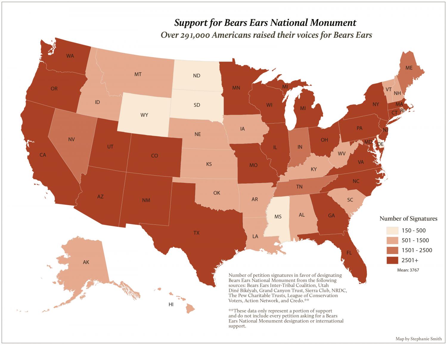 Bears Ears Support as shown with petition signatures