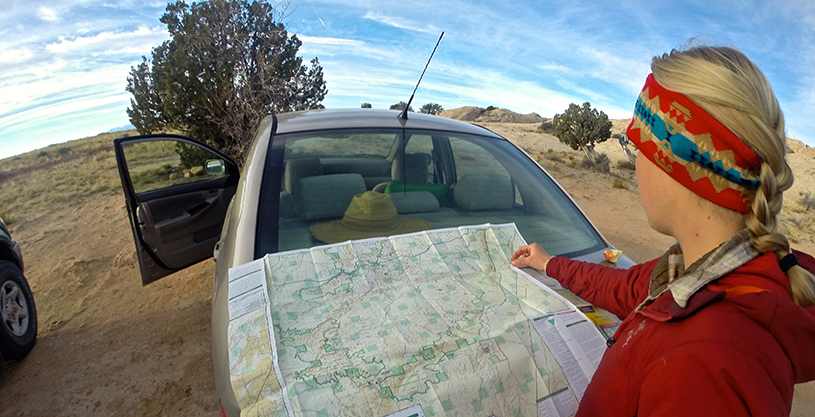 Hiker with map