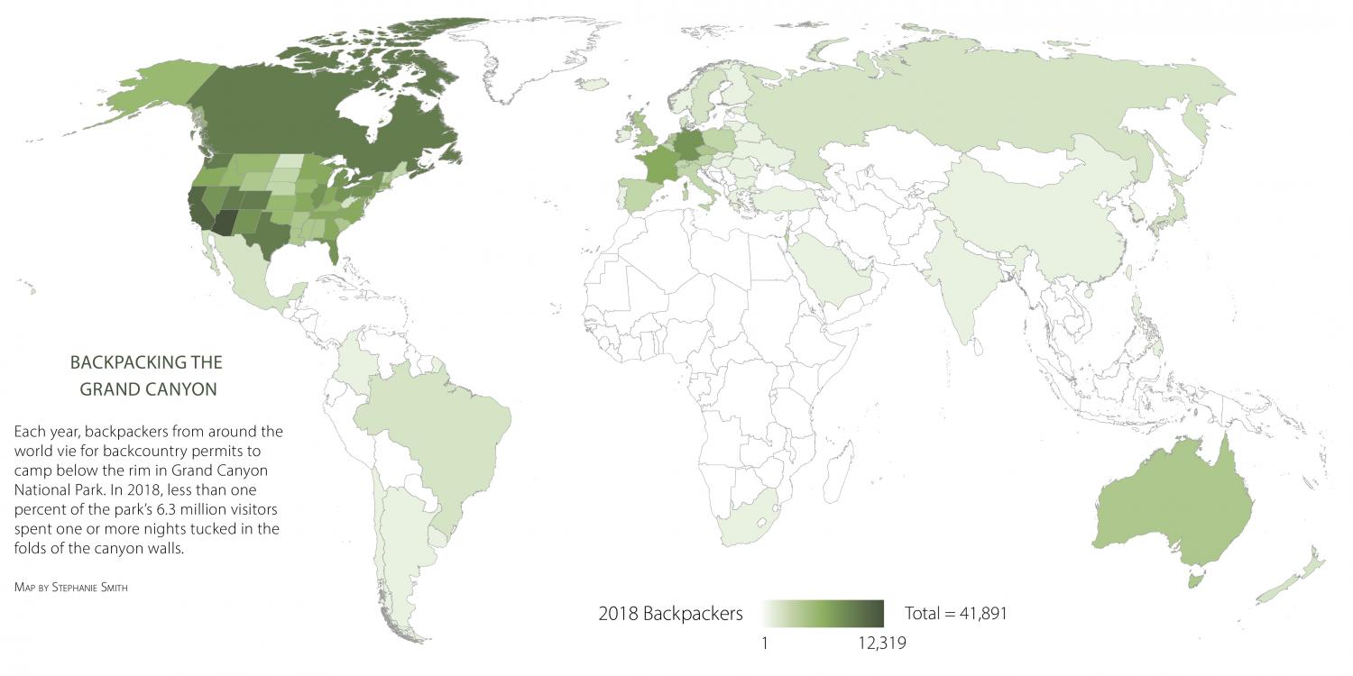 2018 Grand Canyon Backcountry Permits Worldwide Map