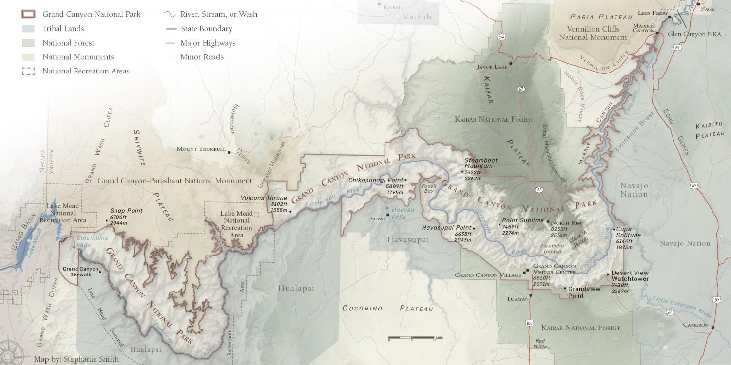 Map of Grand Canyon National Park