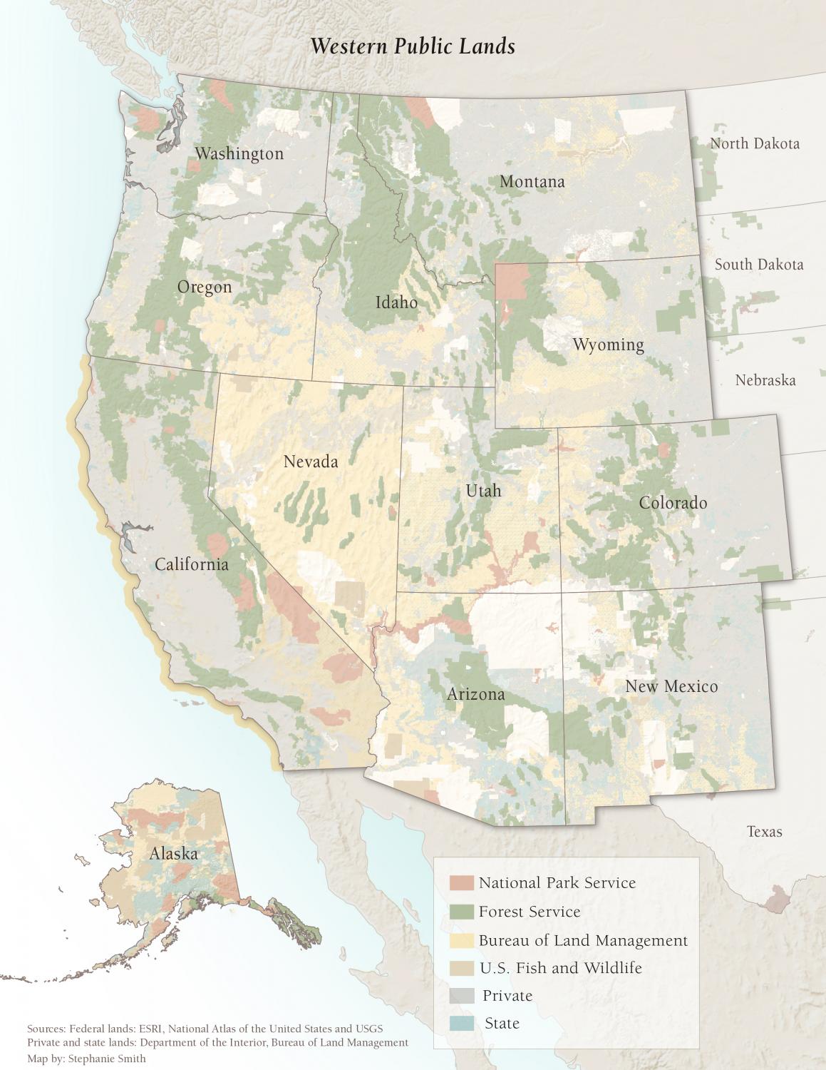 Map of the public lands in the West