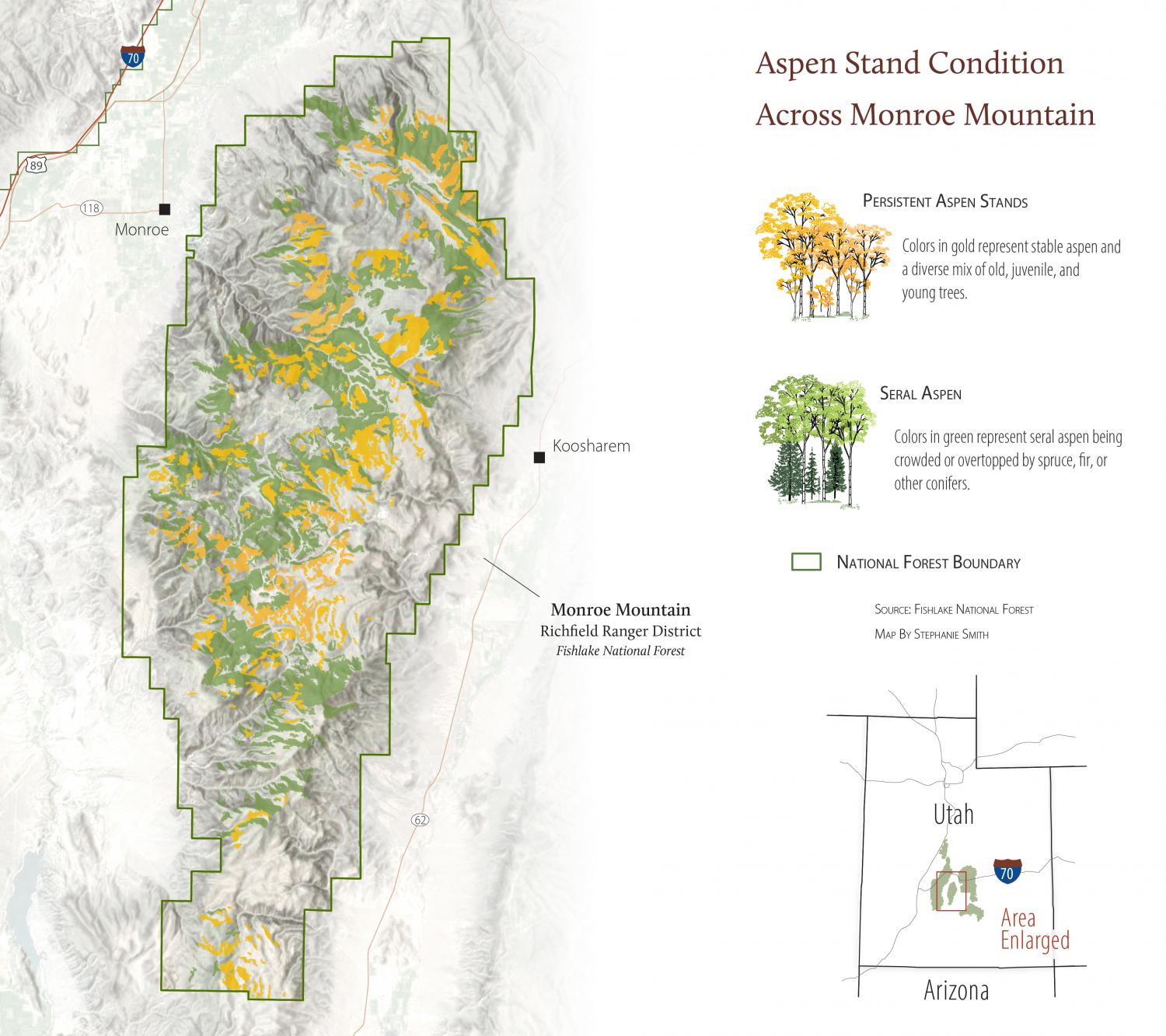 Aspen stand condition across Monroe Mountain map.