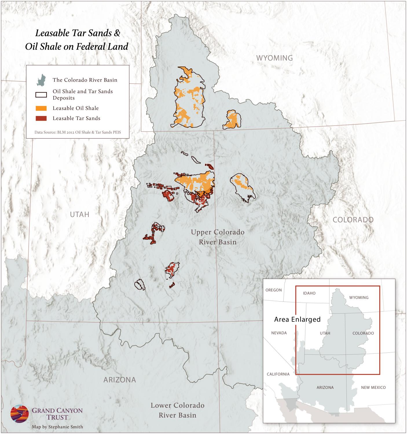 Leasable Tar Sands and Oil Shale Colorado River Basin map