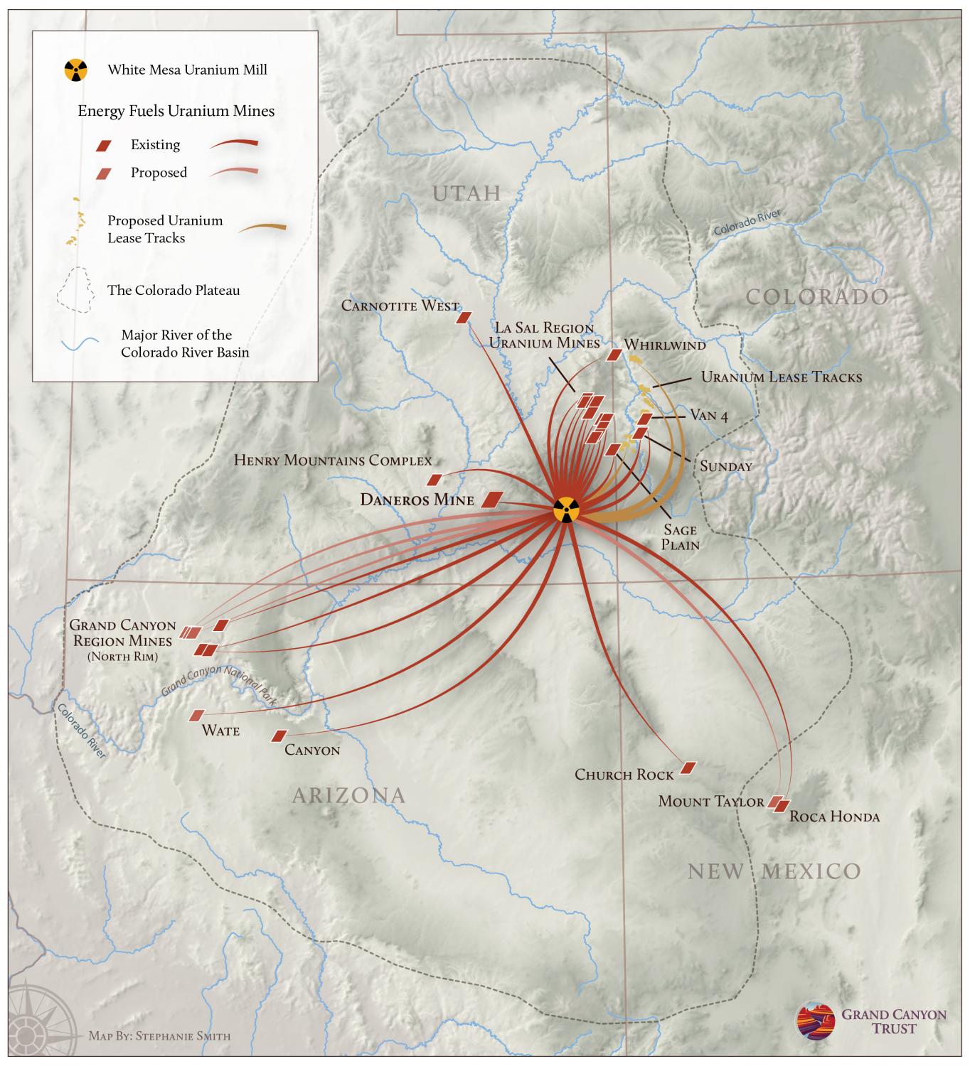 Map of Energy Fuels Inc. uranium mines