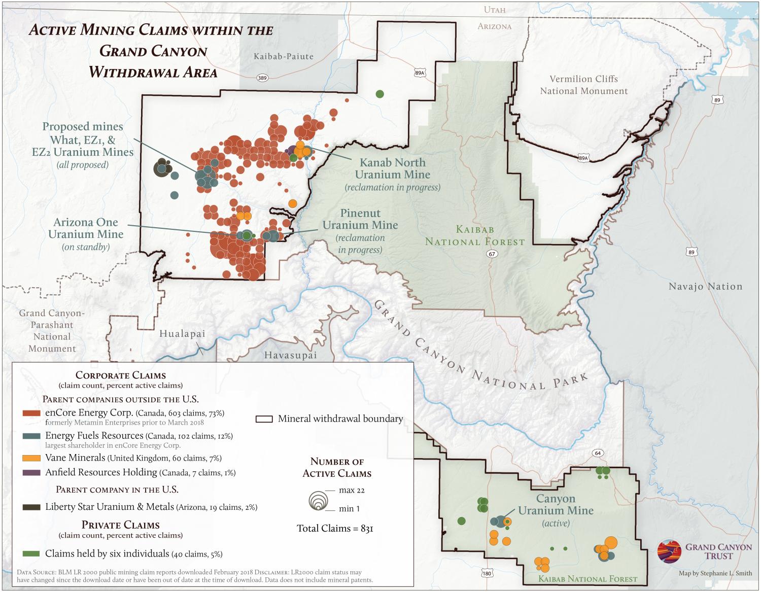 Mining claims around the Grand Canyon