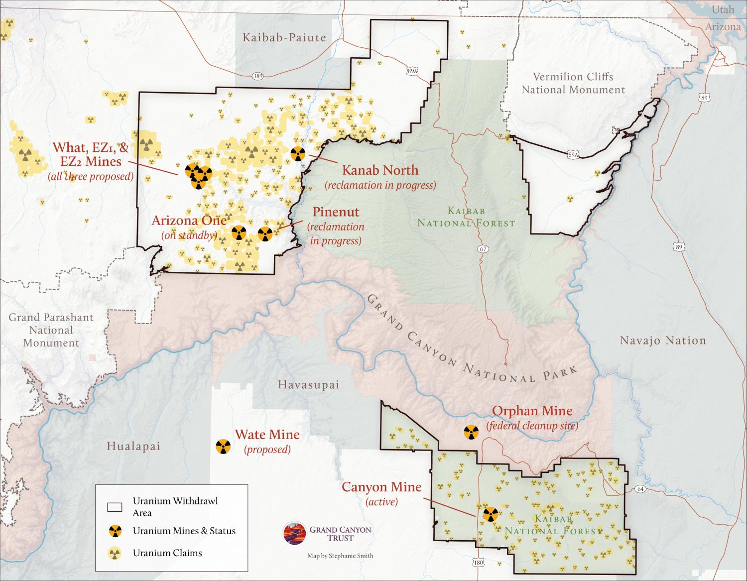 Map of Grand Canyon uranium claims