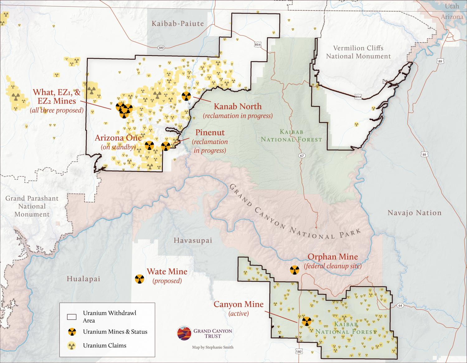 Map of Grand Canyon uranium claims