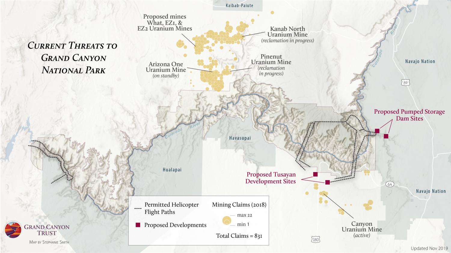 Map of threats to Grand Canyon National Park.