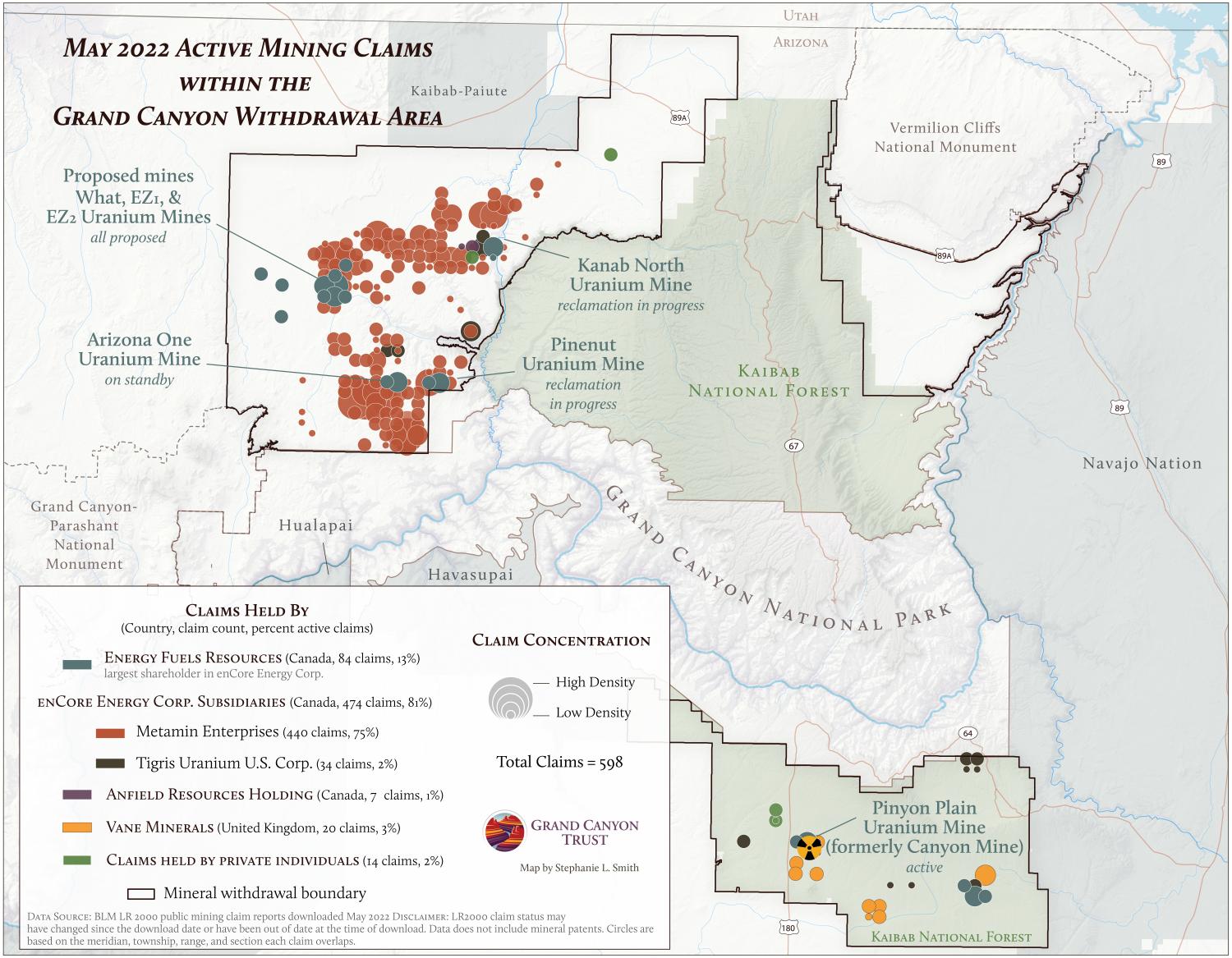 Grand Canyon active mining claims